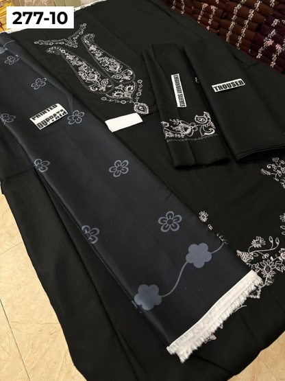 VOL 277 | DS 10 | DHANAK EMBROIDERED WOOL SHAWL 3PC