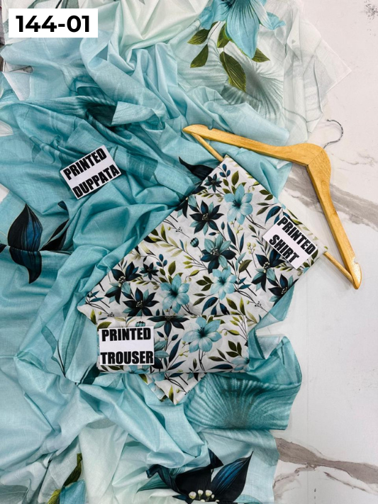 VOL 144 | DS 01 | DIGITAL PRINTED LAWN 3PC VOIL LAWN DUPATTA