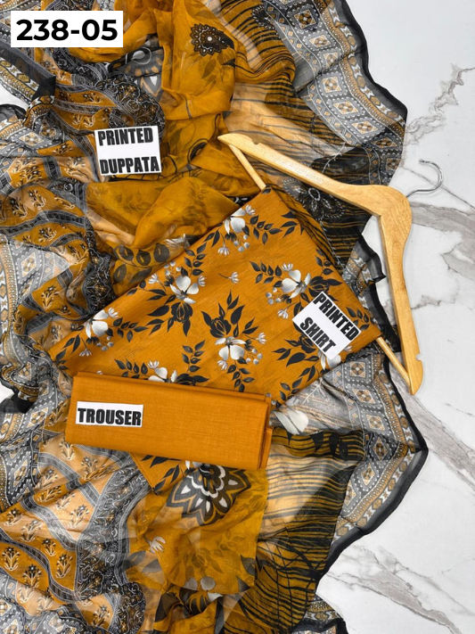 VOL 238  | DS 05 | BEECHTREE LAWN 3PC | DIGITAL PRINTED BANADORA LAWN SHIRT, PLAIN TROUSER, BAMBER CHIFFON DUPATTA