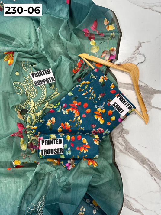 VOL 230 | DS 06 | DIGITAL PRINTED DOBBY LAWN 3PC TANA DORA LAWN DUPATTA