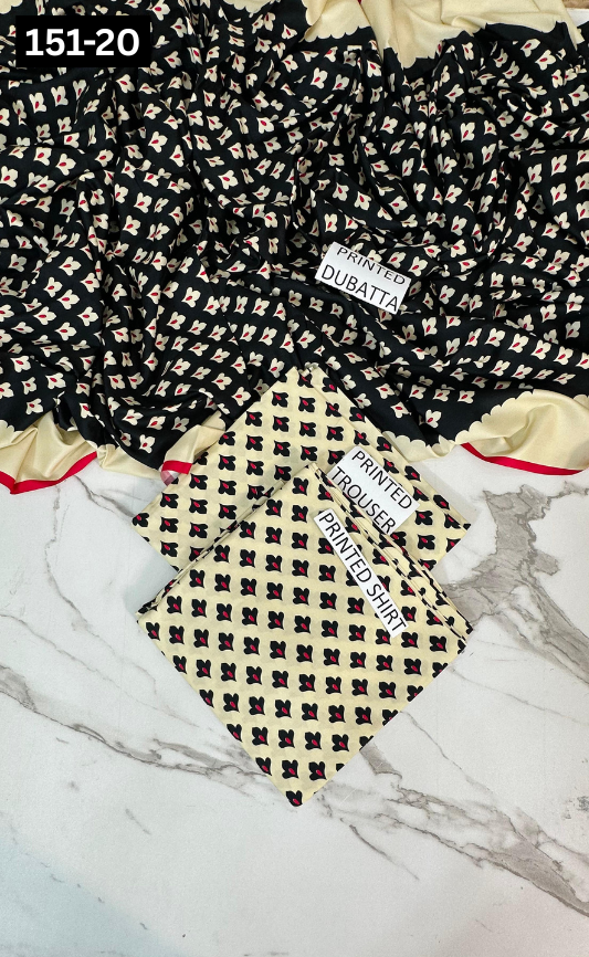 VOL 151 | DS 20 | DIGITAL PRINTED LINEN 3PC LINEN DUPATTA