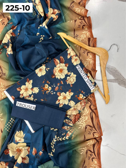 VOL 225 | DS 10 | Mirha LAWN |  DIGITAL PRINTED LAWN 3PC PRINTED LAWN SHIRT PLAIN TROUSER PRINTED LAWN DUPATTA