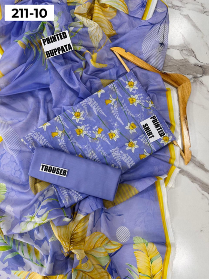 MADHAM BY LALA LAWN 3PC VOL 211 | DS 10 | DIGITAL PRINTED LAWN SHIRT VOIL LAWN DUPATTA DYED TROUSER