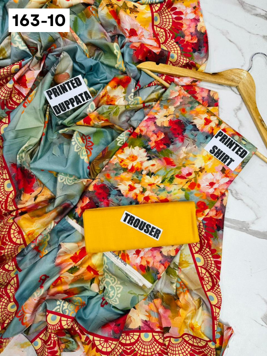 VOL 163 | DS 10 | DIGITAL PRINTED LINEN 3PC LINEN DUPATTA