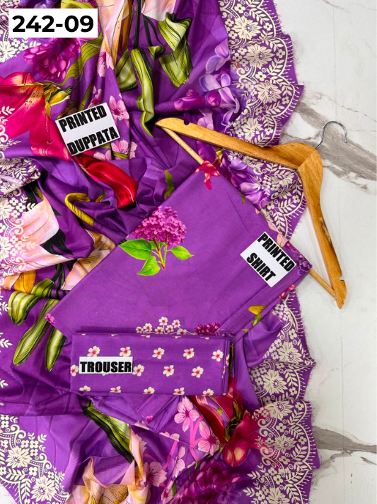 VOL 242 | DS 09 | MARIA B LAWN | 3PC DIGITAL PRINTED LAWN SHIRT, PRINTED TROUSER, PRINTED VOIL DUPATTA