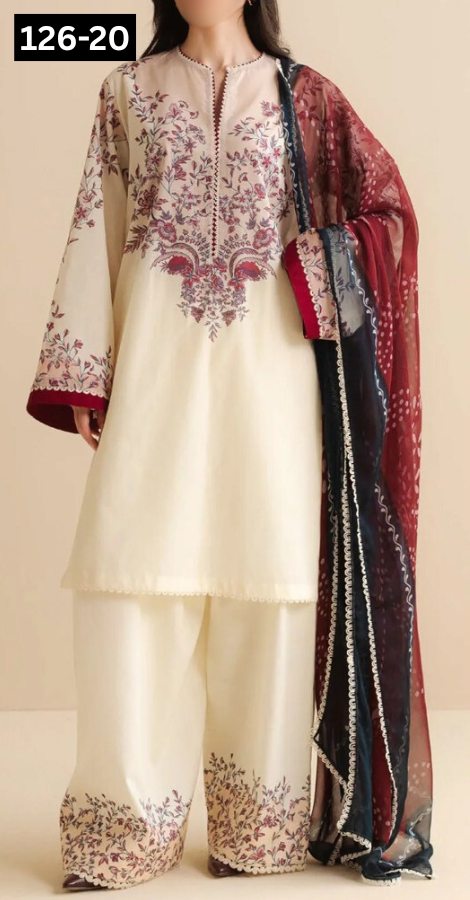 VOL 126 | DS 20 | DIGITAL PRINTED LAWN 3PC VOIL LAWN DUPATTA