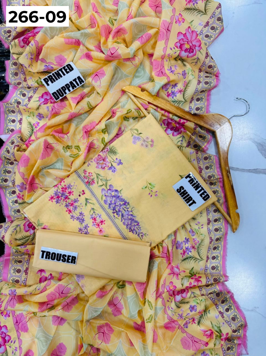 VOL 266 | DS 09 | AFSAANAH By SHANAYA | DIGITAL PRINTED 3PC LAWN SHIRT, DYED TROUSER, PRINTED VOIL DUPATTA