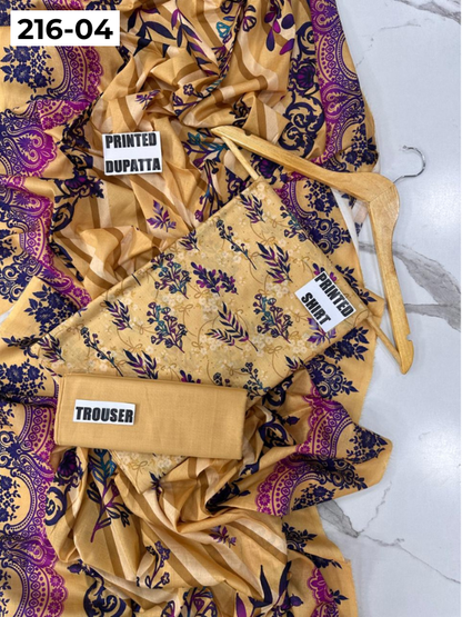 VOL 216 | DS 04 | Mirha LAWN 3PC | DIGITAL PRINTED LAWN SHIRT PLAIN TROUSER LAWN DUPATTA