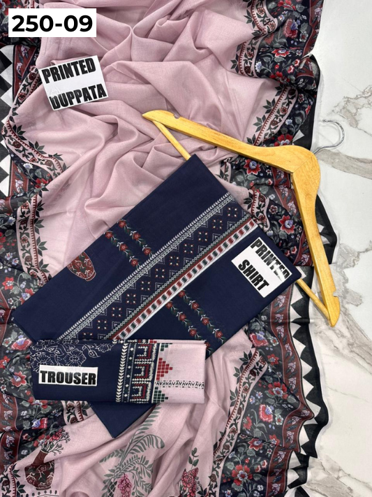 VOL 250 | DS 09 | Gulzeb | DIGITAL PRINTED 3PC LAWN SHIRT, PRINTED TROUSER, PRINTED VOIL DUPATTA