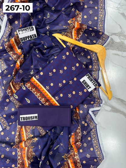 VOL 267 | DS 10 | Mirha LAWN |  DIGITAL PRINTED LAWN 3PC PRINTED LAWN SHIRT PLAIN TROUSER PRINTED LAWN DUPATTA