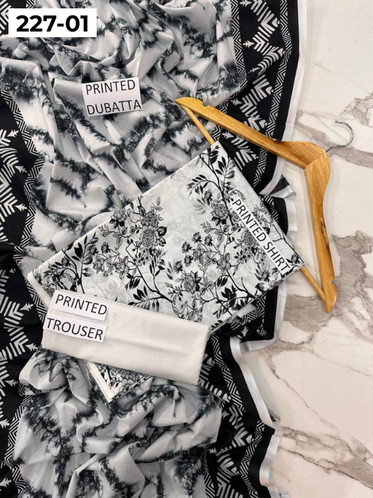 VOL 227 | DS 01 | DIGITAL PRINTED LAWN 3PC PRINTED LAWN SHIRT PLAIN TROUSER PRINTED LAWN DUPATTA