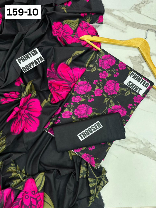 VOL 159 | DS 10 | DIGITAL PRINTED LINEN 3PC LINEN DUPATTA