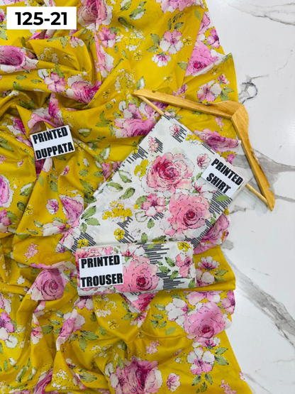 VOL 125 | DS 21 | DIGITAL PRINTED BANADORA LAWN 3PC VOIL LAWN DUPATTA