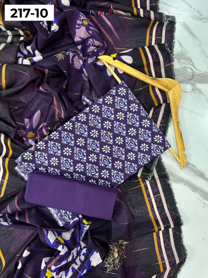 VOL 217 | DS 10 | BinSaeed LAWN DIGITAL PRINTED BANADORA LAWN SHIRT PLAIN TROUSER TARKASHI FANCY DUPATTA
