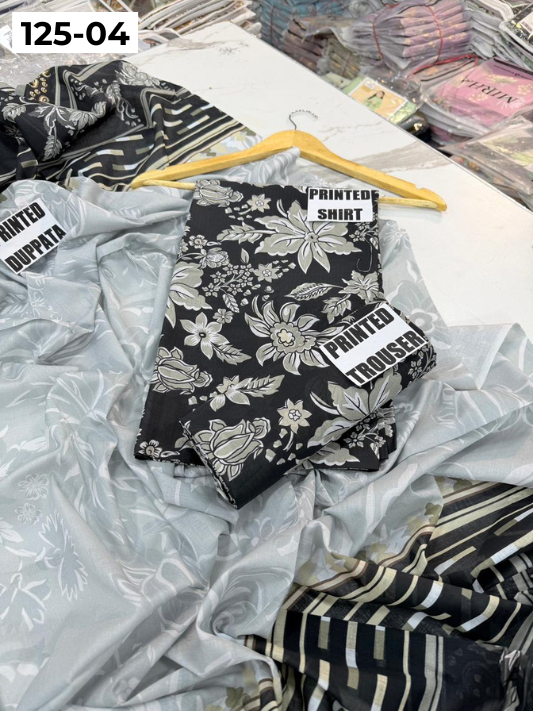 VOL 125 | DS 04 | DIGITAL PRINTED BANADORA LAWN 3PC VOIL LAWN DUPATTA