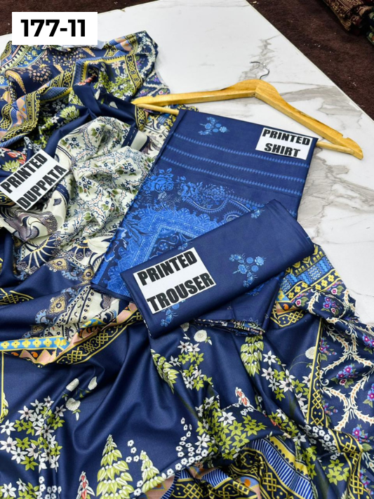 VOL 177 | DS 11 | DIGITAL PRINTED LINEN 3PC LINEN DUPATTA