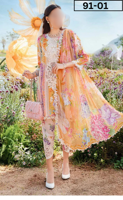 VOL 91 | DS 01 | DIGITAL PRINTED LAWN 3PC LAWN DUPATTA
