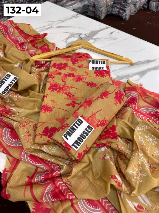 VOL 132 | DS 04 | DIGITAL PRINTED BANADORA LAWN 3PC VOIL LAWN DUPATTA