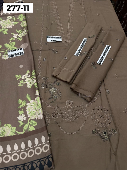 VOL 277 | DS 11 | DHANAK EMBROIDERED WOOL SHAWL 3PC