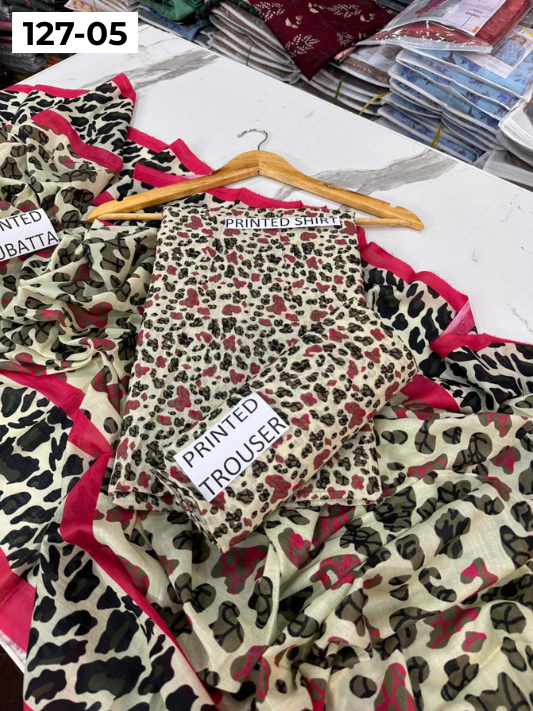 VOL 127 | DS 05 | DIGITAL PRINTED BANADORA LAWN 3PC VOIL LAWN DUPATTA