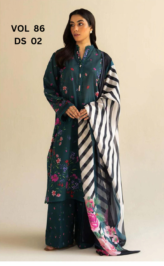 VOL 86 | DS 02 | DIGITAL PRINTED LAWN 3PC LAWN DUPATTA