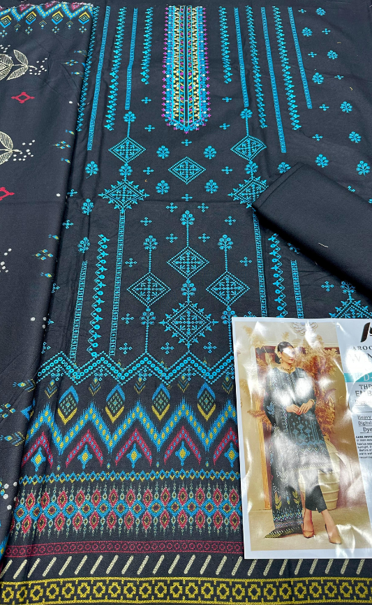 VOL 1024 | DS 225 | EMBROIDERED PLUS DIGITAL PRINTED DHANAK 3PC DHANAK SHAWL