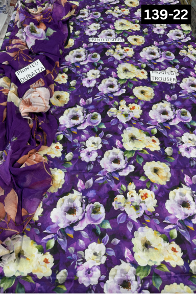 VOL 139 | DS 22 | DIGITAL PRINTED LAWN 3PC BAMBER CHIFFON DUPATTA