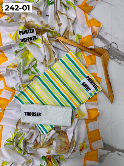 VOL 242 | DS 01 | MARIA B LAWN | 3PC DIGITAL PRINTED LAWN SHIRT, PRINTED TROUSER, PRINTED VOIL DUPATTA