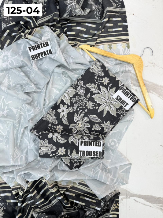 VOL 125 | DS 04 | DIGITAL PRINTED BANADORA LAWN 3PC VOIL LAWN DUPATTA