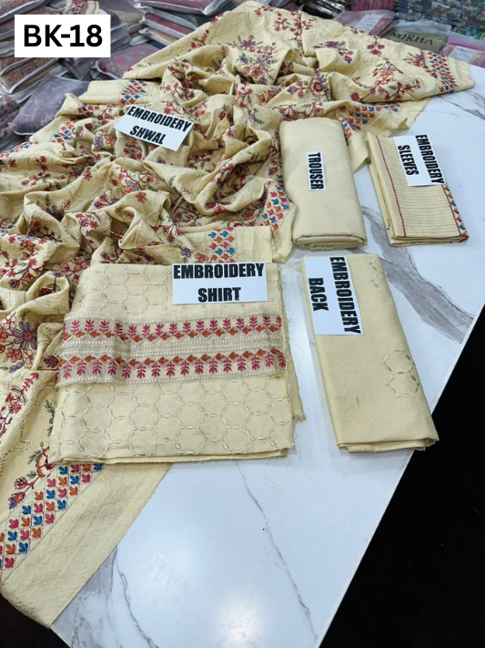 BAREEZE KARANDI | DS 18| KARANDI EMBROIDERED 3PC WITH EMBROIDERED SHAWL