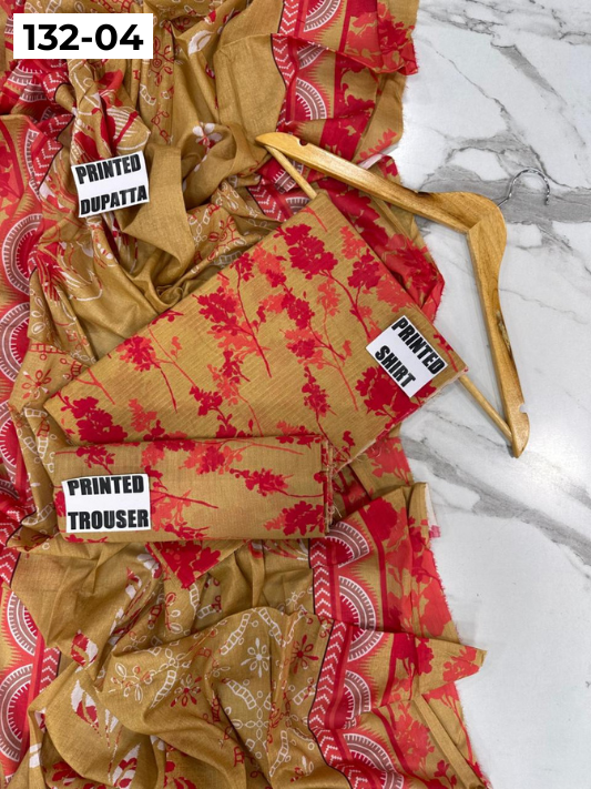 VOL 132 | DS 04 | DIGITAL PRINTED BANADORA LAWN 3PC VOIL LAWN DUPATTA