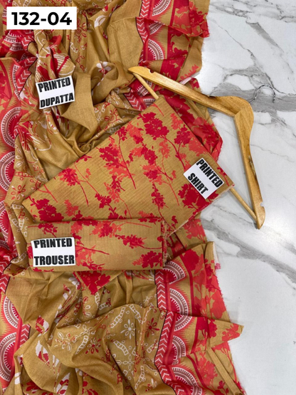 VOL 132 | DS 04 | DIGITAL PRINTED BANADORA LAWN 3PC VOIL LAWN DUPATTA