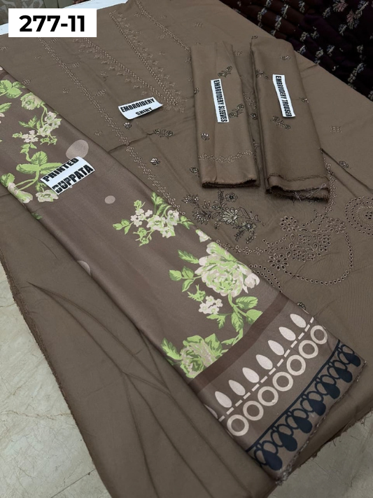 VOL 277 | DS 11 | DHANAK EMBROIDERED WOOL SHAWL 3PC