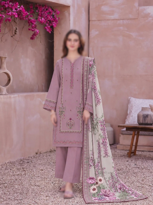 VOL 284 | 01 | SARAH BY SHANAYA | DIGITAL PRINTED 3PC CORDUROY KHADDAR SUIT | PRINTED SHIRT, TROUSER & DUPATTA