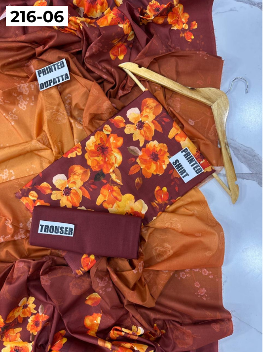 VOL 216 | DS 06 | Mirha LAWN 3PC | DIGITAL PRINTED LAWN SHIRT PLAIN TROUSER LAWN DUPATTA