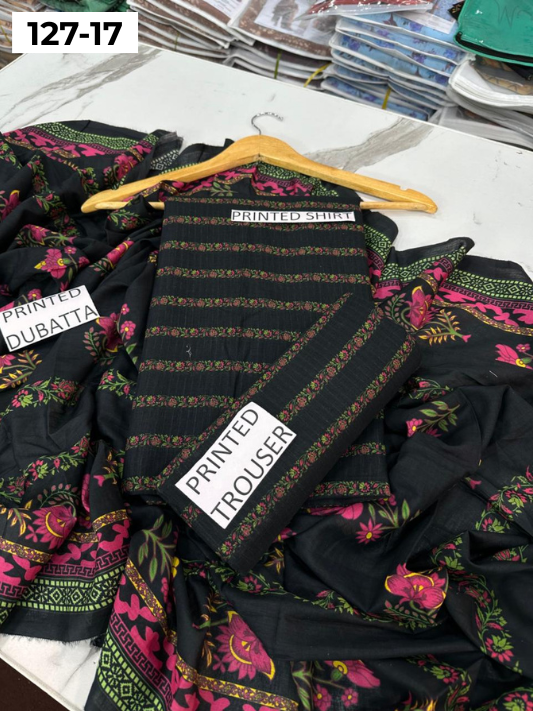 VOL 127 | DS 17 | DIGITAL PRINTED BANADORA LAWN 3PC VOIL LAWN DUPATTA