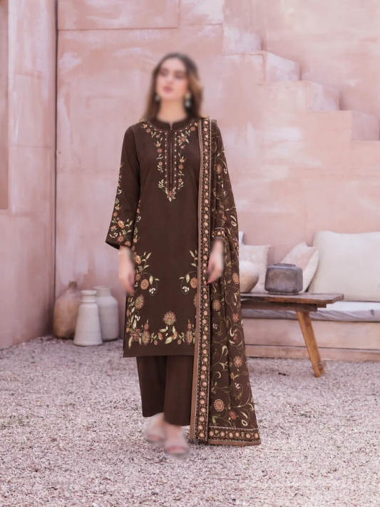 VOL 284 | 04 | SARAH BY SHANAYA | DIGITAL PRINTED 3PC CORDUROY KHADDAR SUIT | PRINTED SHIRT, TROUSER & DUPATTA
