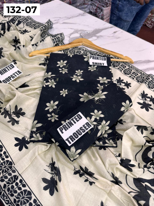 VOL 132 | DS 07 | DIGITAL PRINTED BANADORA LAWN 3PC VOIL LAWN DUPATTA