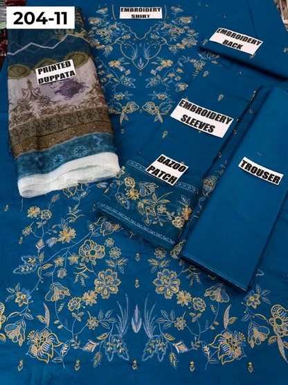 Vol 204 | DS 11 | LAWN EMBROIDERED THREE PIECE COLLECTION