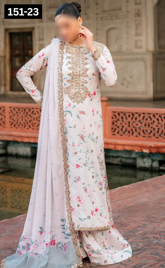 VOL 151 | DS 23 | DIGITAL PRINTED LINEN 3PC LINEN DUPATTA