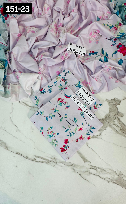 VOL 151 | DS 23 | DIGITAL PRINTED LINEN 3PC LINEN DUPATTA
