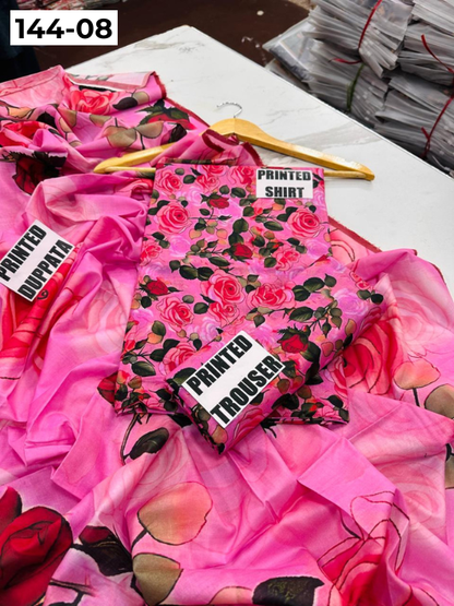 VOL 144 | DS 08 | DIGITAL PRINTED LAWN 3PC VOIL LAWN DUPATTA