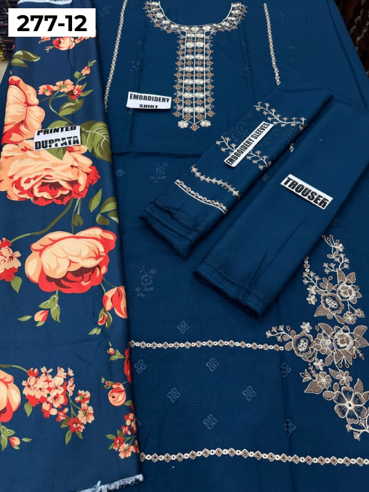 VOL 277 | DS 12 | DHANAK EMBROIDERED WOOL SHAWL 3PC