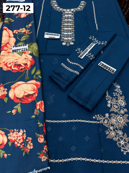 VOL 277 | DS 12 | DHANAK EMBROIDERED WOOL SHAWL 3PC