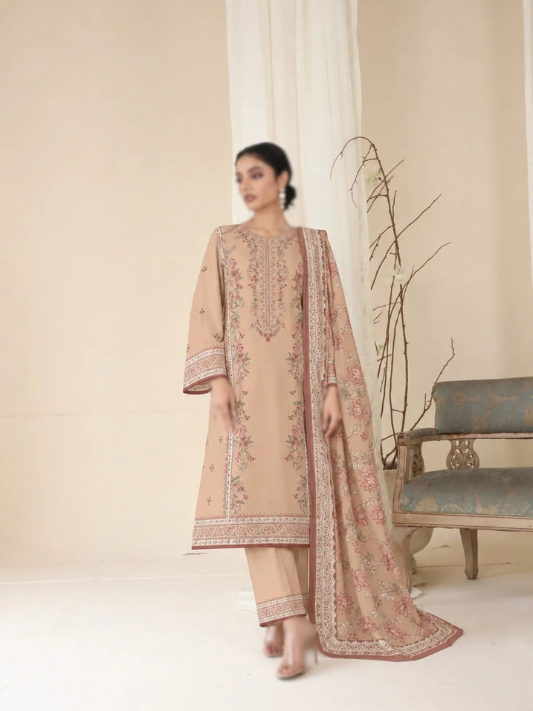 VOL 285 | DS 07 | NISHA BY SHANAYA | DIGITAL PRINTED 3PC STONE LINEN SHIRT, PRINTED TROUSER, PRINTED STONE LINEN DUPATTA