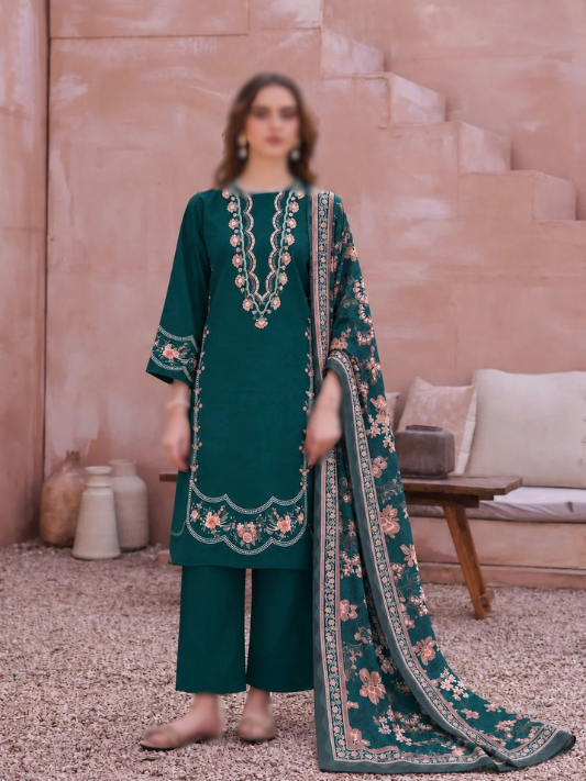 VOL 284 | 07 | SARAH BY SHANAYA | DIGITAL PRINTED 3PC CORDUROY KHADDAR SUIT | PRINTED SHIRT, TROUSER & DUPATTA