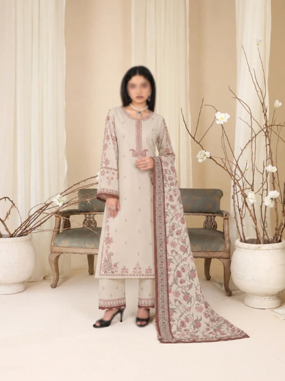VOL 285 | DS 03 | NISHA BY SHANAYA | DIGITAL PRINTED 3PC STONE LINEN SHIRT, PRINTED TROUSER, PRINTED STONE LINEN DUPATTA