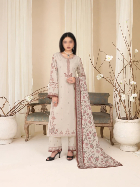 VOL 285 | DS 03 | NISHA BY SHANAYA | DIGITAL PRINTED 3PC STONE LINEN SHIRT, PRINTED TROUSER, PRINTED STONE LINEN DUPATTA