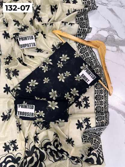 VOL 132 | DS 07 | DIGITAL PRINTED BANADORA LAWN 3PC VOIL LAWN DUPATTA