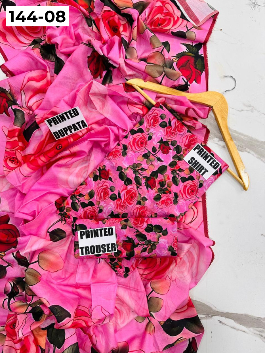 VOL 144 | DS 08 | DIGITAL PRINTED LAWN 3PC VOIL LAWN DUPATTA